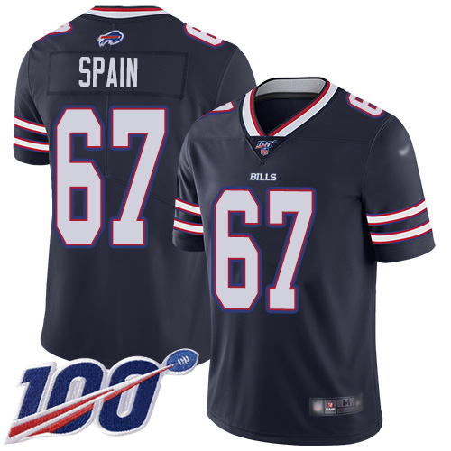 Men Buffalo Bills #67 Quinton Spain Limited Navy Blue Inverted Legend 100th Season NFL Jersey->youth nfl jersey->Youth Jersey